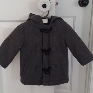 Gray Pea Coat with hood 6-12 Months